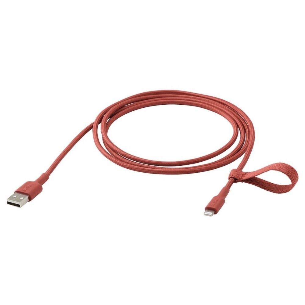 IKEA LILLHULT USB-A To Lightning, Red, 4 ' 11" (305.284.96) NEW